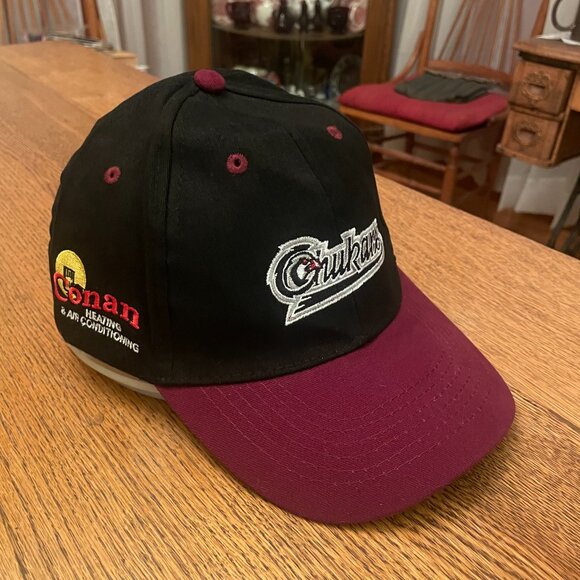 Men's Idaho Falls Chukars Black/Maroon Hook and Loop Baseball Hat Cap* - Picture 4 of 10